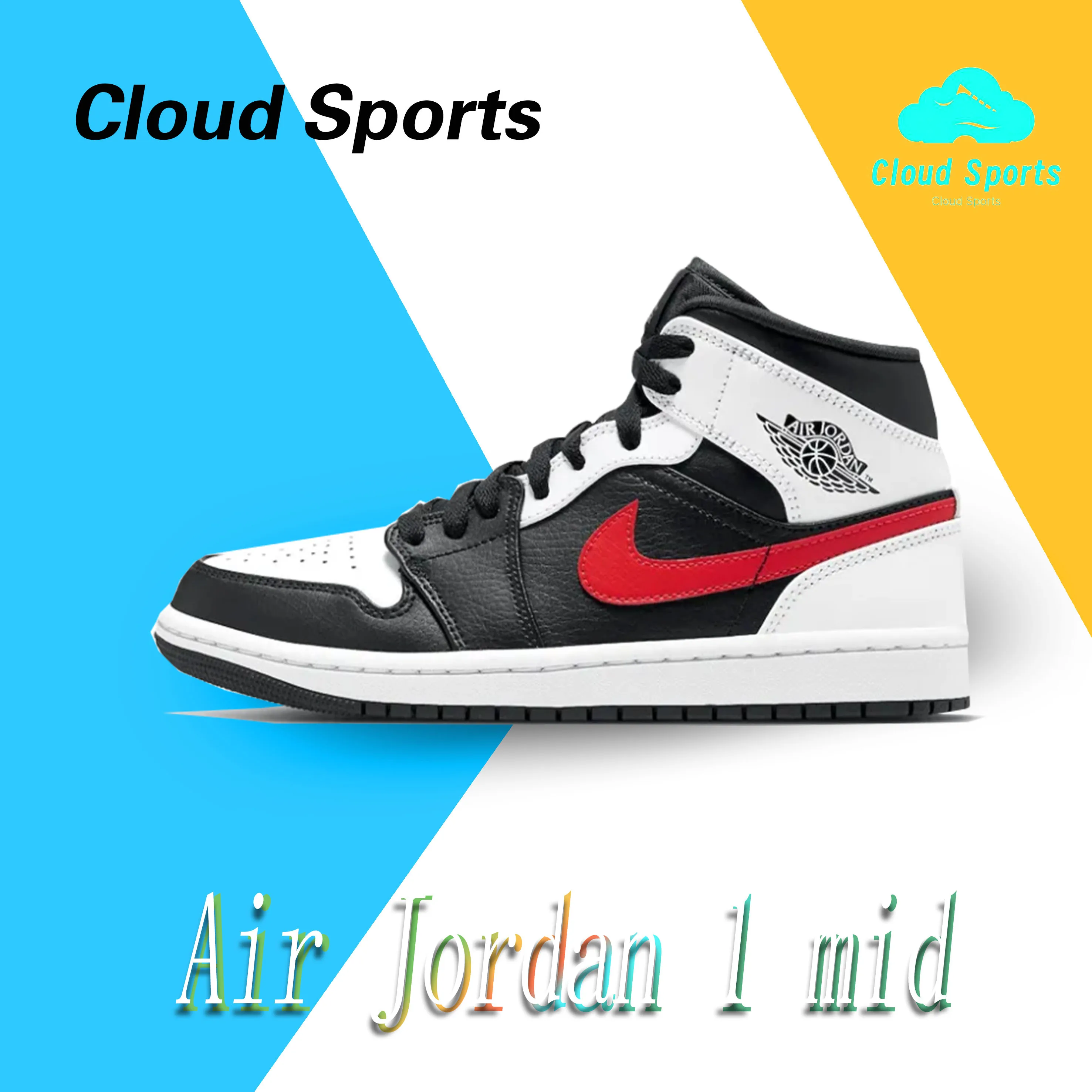 Jordan Air Jordan 1 mid se “splatter” watercolor splatter black mid-top vintage board shoes black, white and red