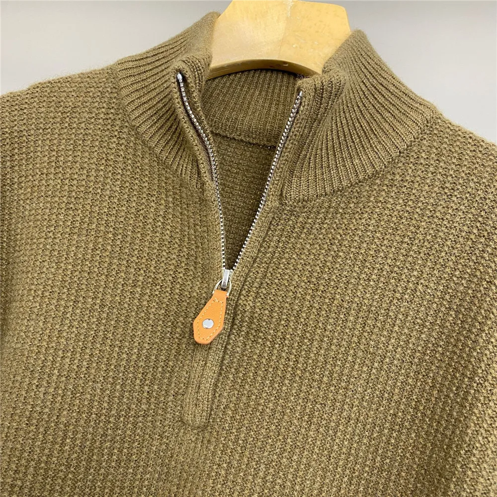 

Новый женский однотонный вязаный повседневный пуловер из 100% кашемира с полуоткрытой молнией