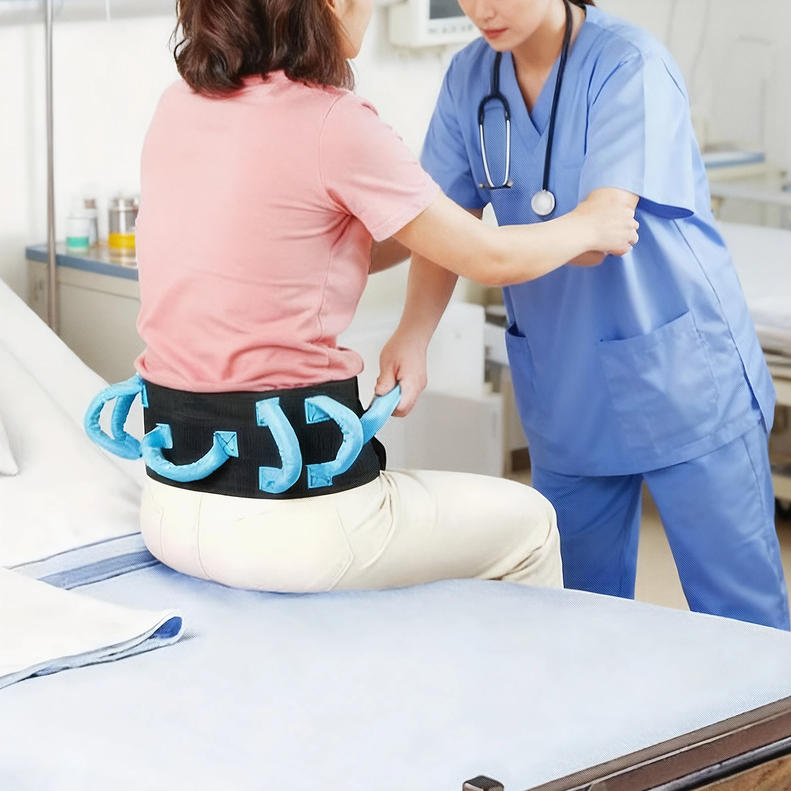 

Walking Gait Belt with Handles Metal Buckle Safety Gait Belt Breathable Recovery Training Belt for Nursing Safety Patient Assist