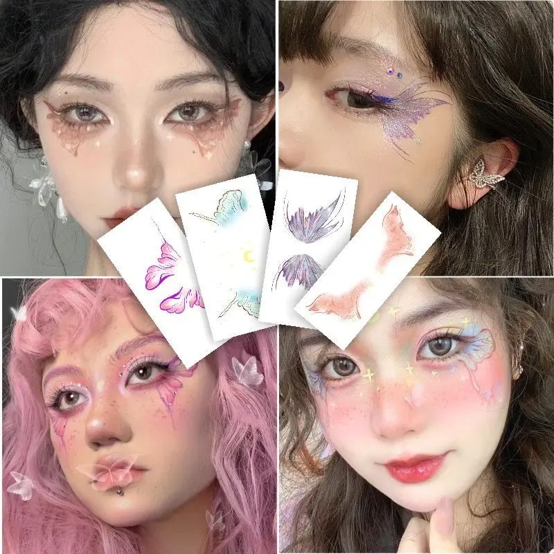 Halloween/Christmas Butterfly Eye Tail Makeup Face Stickers Tattoo Stickers Beautiful Mermaid Girl Cute Makeup