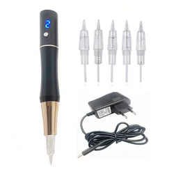 High Quality Black Screw LED Digital Permanent Makeup Tattoo Eyebrow Machine Beauty Pen & Needles