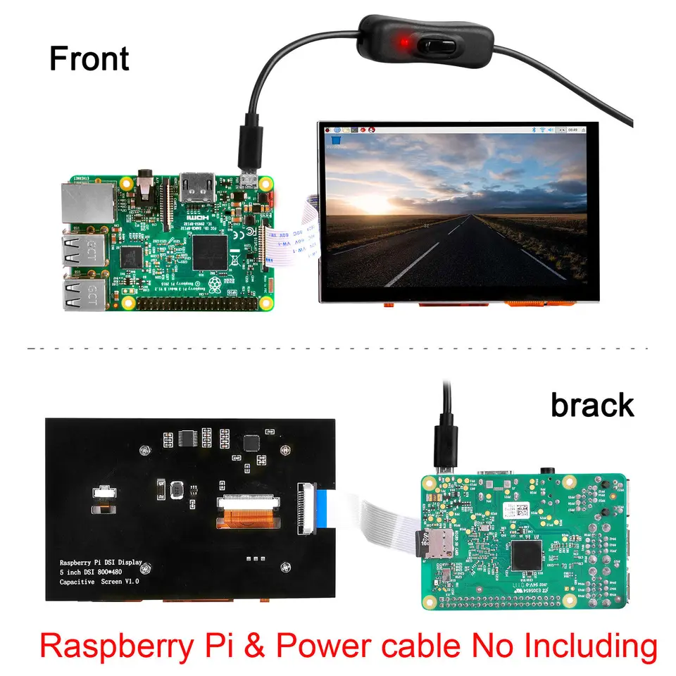 Padarsey 5 inç dokunmatik ekran 800 x 480 TFT LCD ekran HDMI arayüzü Raspberry P Padarsey 5 inç dokunmatik ekran 800 x 480 TFT LCD ekran HDMI arayüzü Raspberry P