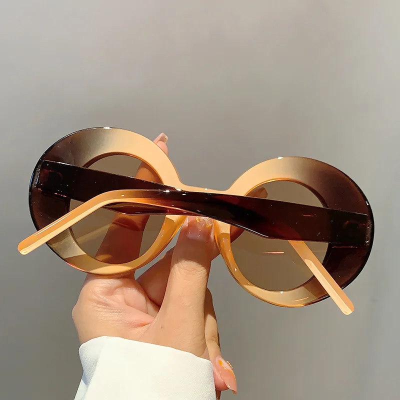 Punk dicken Rahmen ovale Sonnenbrille Frau Marke Designer mehrfarbige Luxus Sonnenbrille weibliche Steampunk Sonnenbrillen uv400 oculos de sol – Detail 9