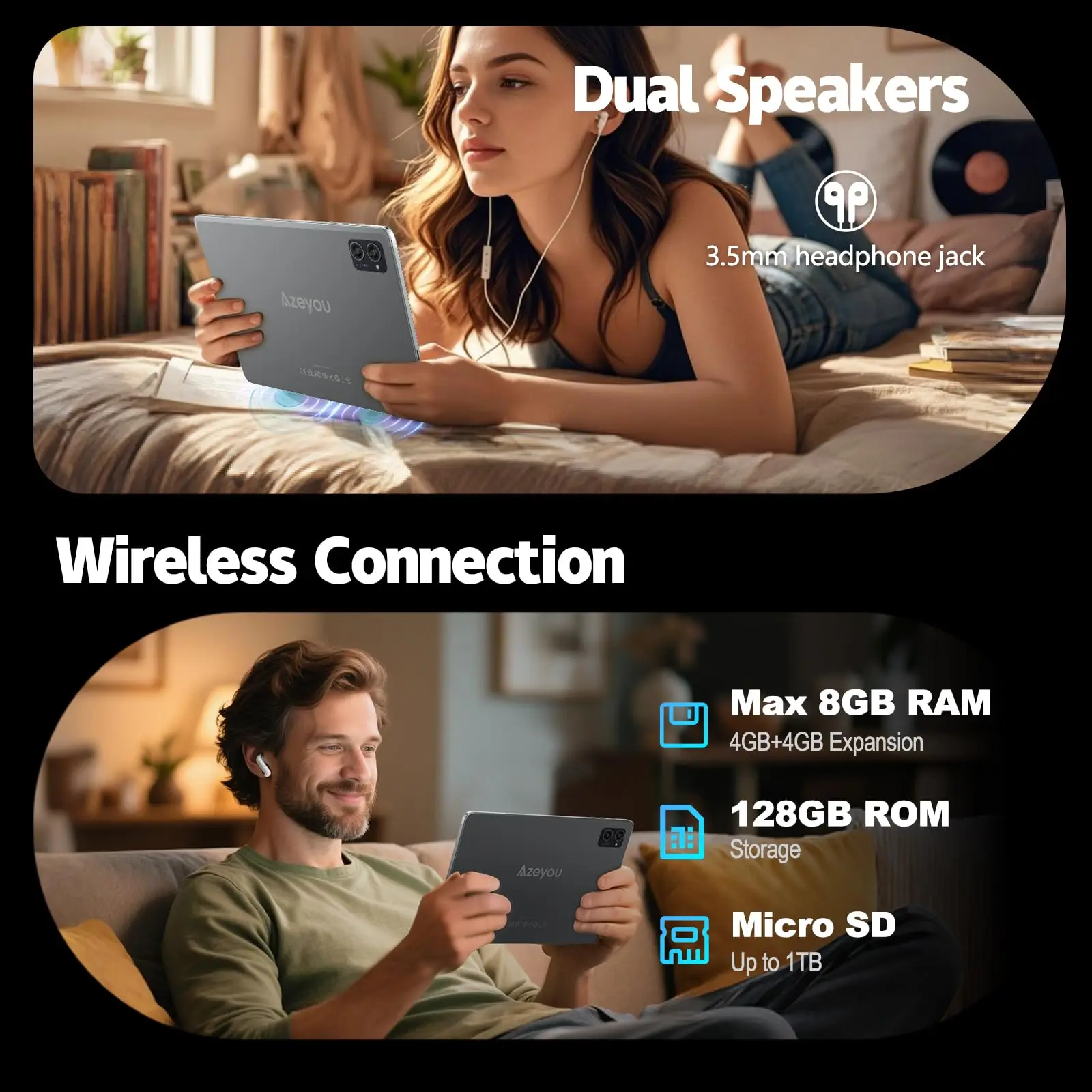 تابلت أندرويد دراسة معدنية / أقراص مكتبية خفيفة الوزن 1280 × 800 IPS HD + شاشة حماية العين معالج ثماني النواة 6000 مللي أمبير في الساعة