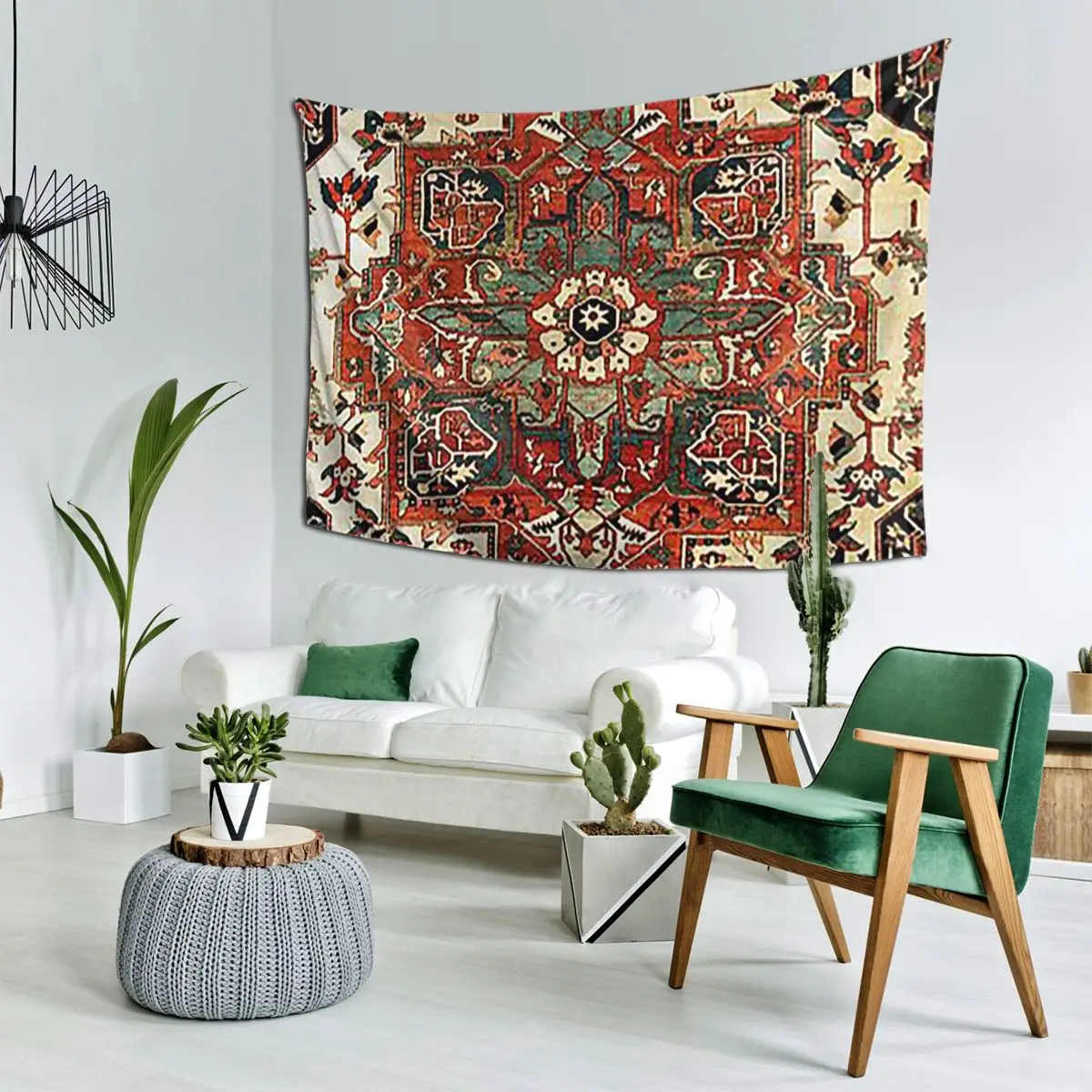 Antique Persian Heriz Rug Print Tapestry Hippie Wall Hanging Aesthetic Home Decor Tapestries for Living Room Bedroom Dorm Room