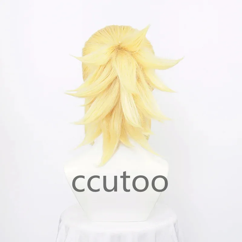 Zizi 2025 ccutoo الشعر الاصطناعية Kohaku أنيمي Dr.Stone تأثيري ذهبي ذيل حصان مقاومة للحرارة زي الباروكات + شعر مستعار مجاني Ca #4