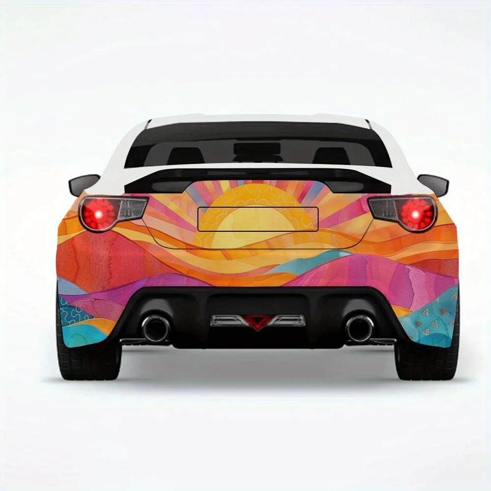

Colorful Sunrise Landscape Car Sticker-Vinyl Decal for Car Rear, Waterproof Self-Adhesive Vinyl Stickers for Vehicle Tail & Bump
