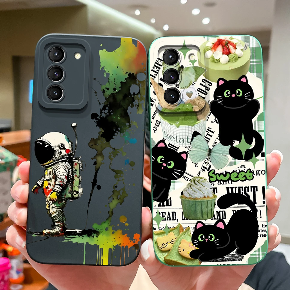 Phone Case For Samsung Galaxy S21 S21Ultra S21Plus S21FE Cute Creative Style Liquid Silicone Shockproof Back Covers Fundas Coque