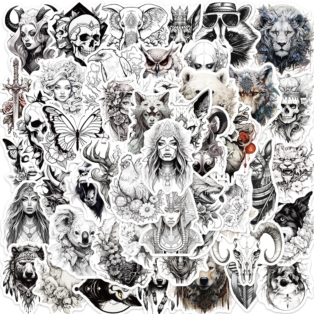 

10/30/50PCS Cool Gothic Animal Art Graffiti Stickers Cute Decals Kids Toy DIY Decoration Laptop Suitcase Phone Bike Wall Sticker