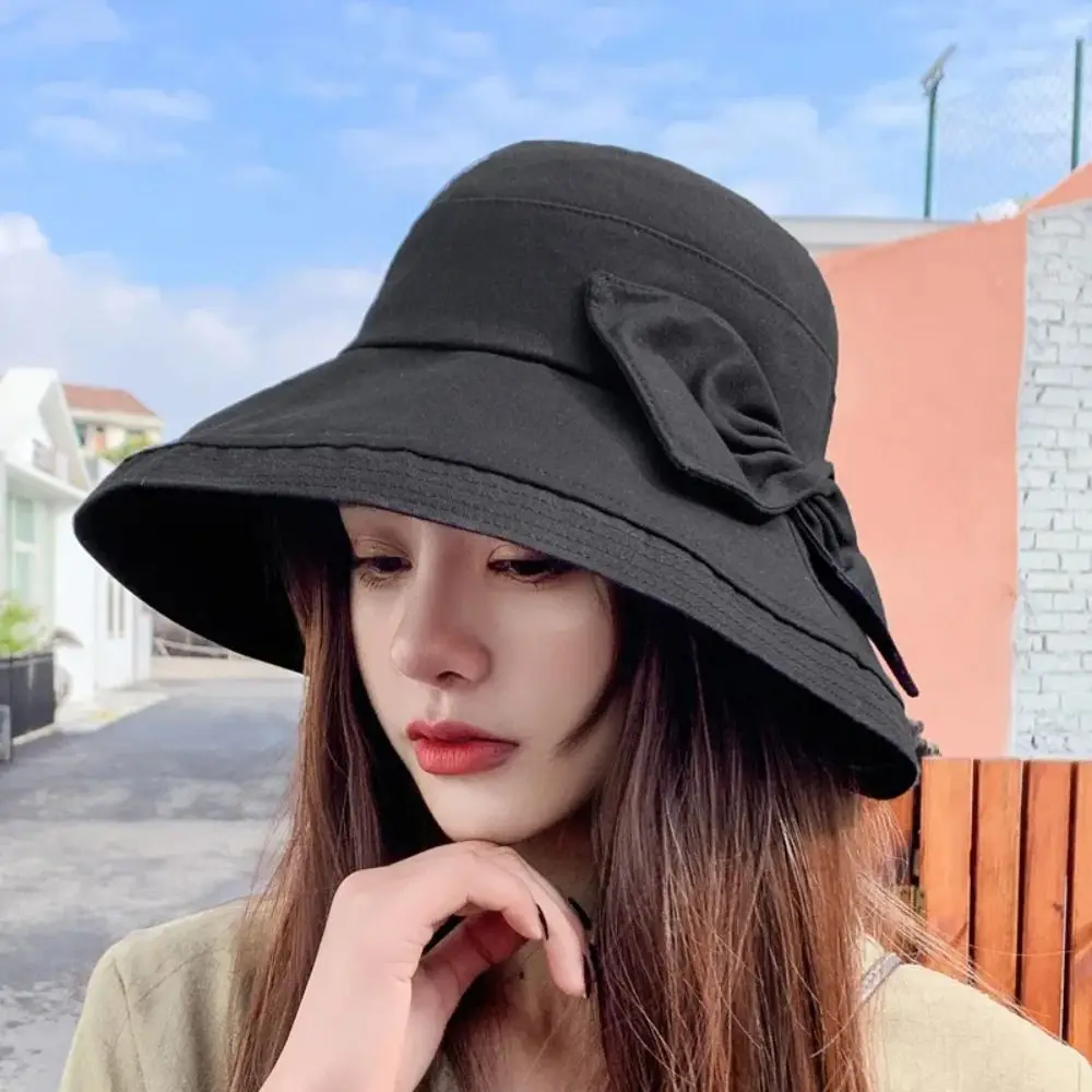 

Fashion Bowknot Women's Bucket Hat Sun Protection Breathable Sunshade Cap Foldable Summer Beach Hat Travel