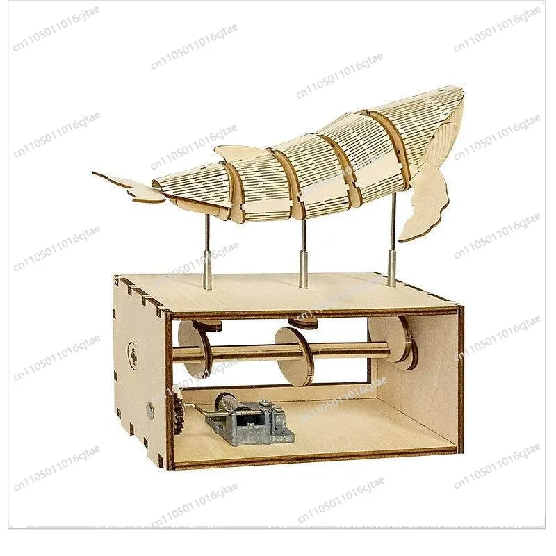 For Wooden Hand Crank Music Box Mechanical Transmission Model Hand Crank Dynamic Music Box 3D Wooden Puzzle Ornament