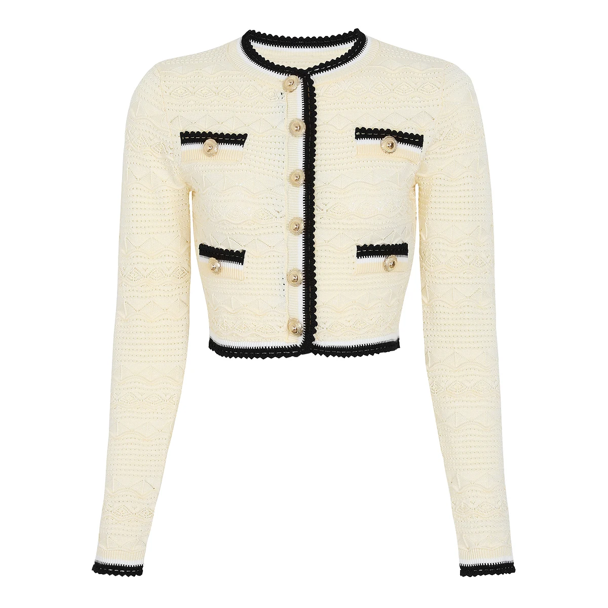 26290 New Fashion Women 2Pcs Outfit Round Neck Long Sleeve Knit Top Gold Buckle Black Trim Decor A Line Mini Skirt Set
