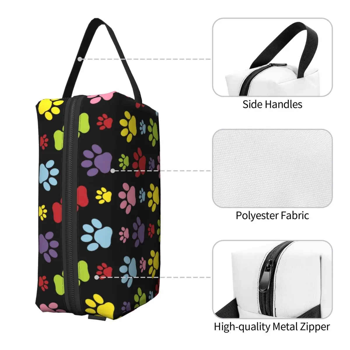 Borsa da toilette personalizzata con motivo a zampe colorate per stampe di zampe di cane organizzatore di trucco cosmetico per animali domestici custodia per Kit Dopp di stoccaggio di bellezza per signora