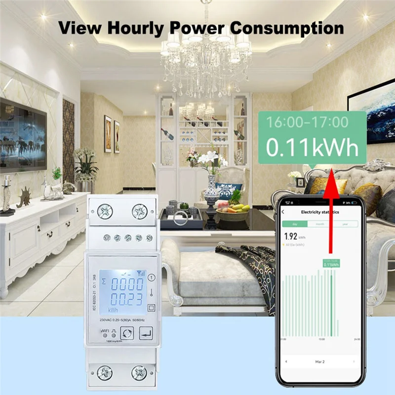

AC56-Tuya Smart Zigbee счетчик энергии однофазный 80A монитор мощности на DIN-рейку кВтч ваттметр вольтметр 110 В 220 В 50/60 Гц