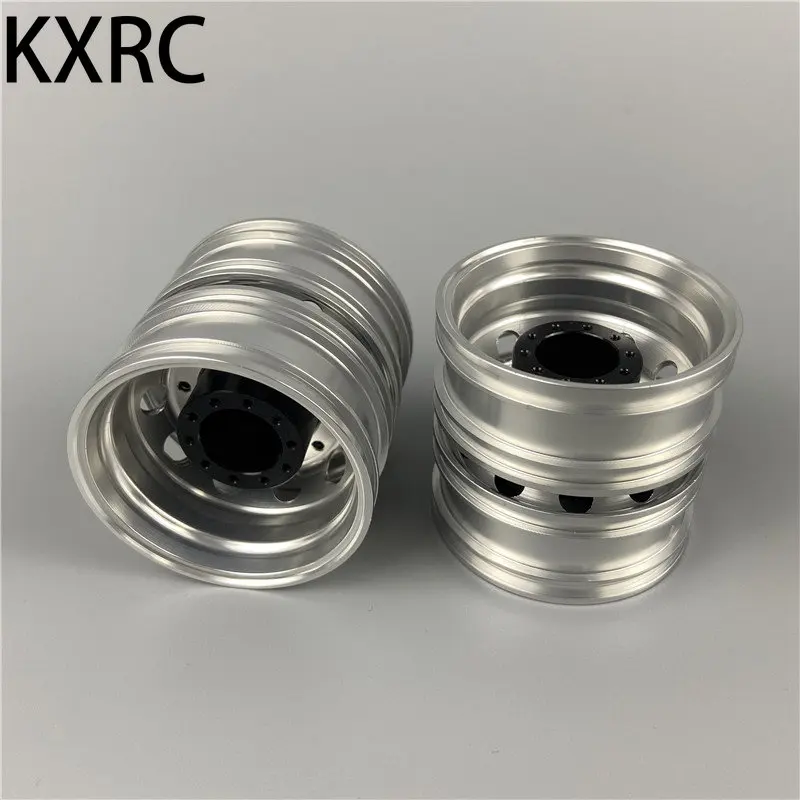 2Pcs Metal Rear Wheel Hub Silver Rim for 1/14 Tamiya RC Truck Trailer Tipper Scania 770S Benz Actros Volvo MAN LESU DIY Car Part