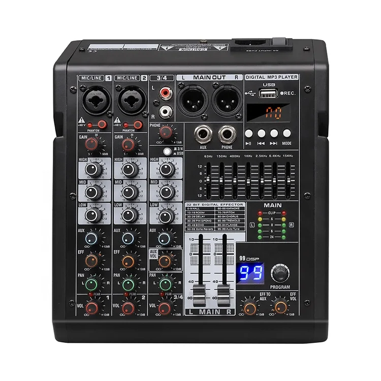 TDS-DSP Series New Products Console Mixer 4/6/8 CH 99Dsp One Stereo 1 Aux  Output with 48V Power and Usb  Audio Mixer