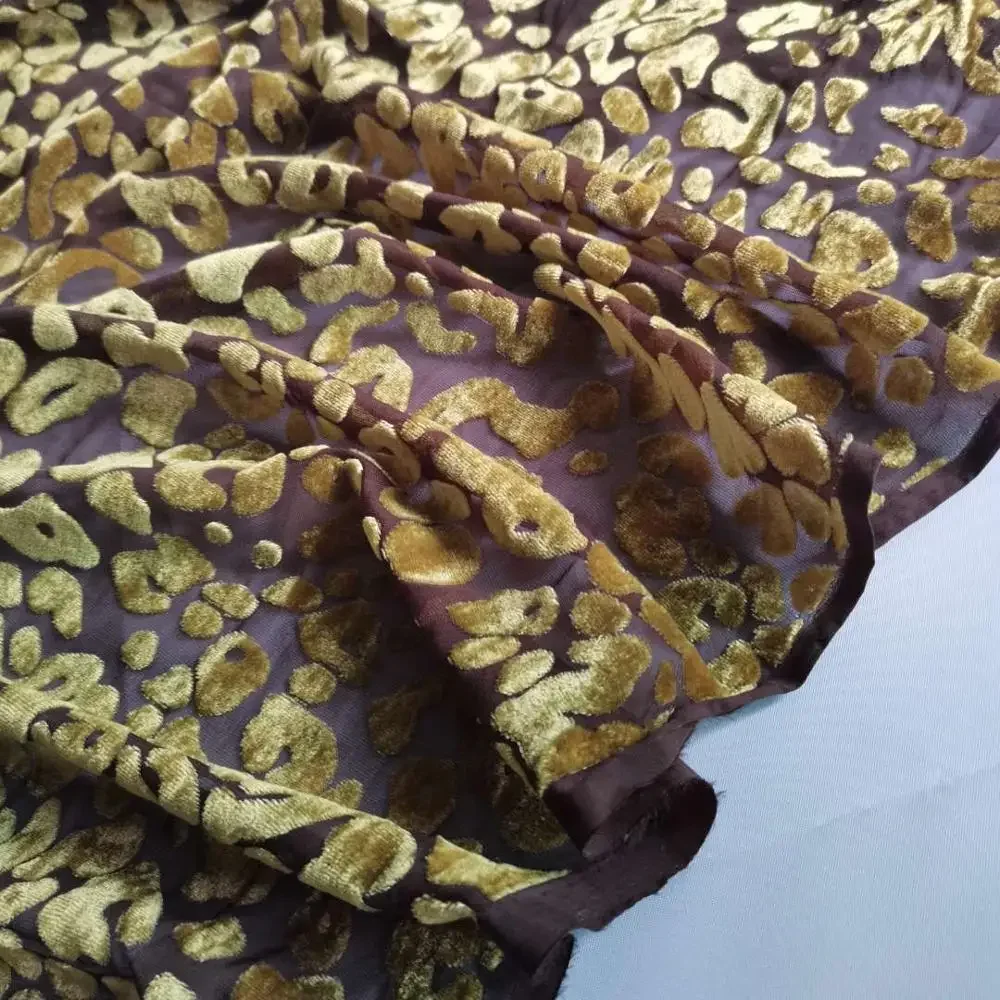 Velvet Dress Flocked Fabric Leopard 140cm Width Burn Out Qualified Shirt Wedding Decoration Material 1 Yard