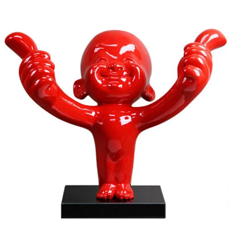 Room Decor Praise The Red Man Statues Abstract Characters Sculptures Home Accessories Figurines Interior Resin Ornament Gifts