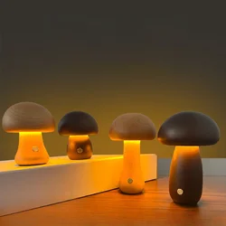 Good-looking solid wood mushroom lamp for bedroom, bedside, high-end atmosphere table lamp, desktop cute ornament, night light