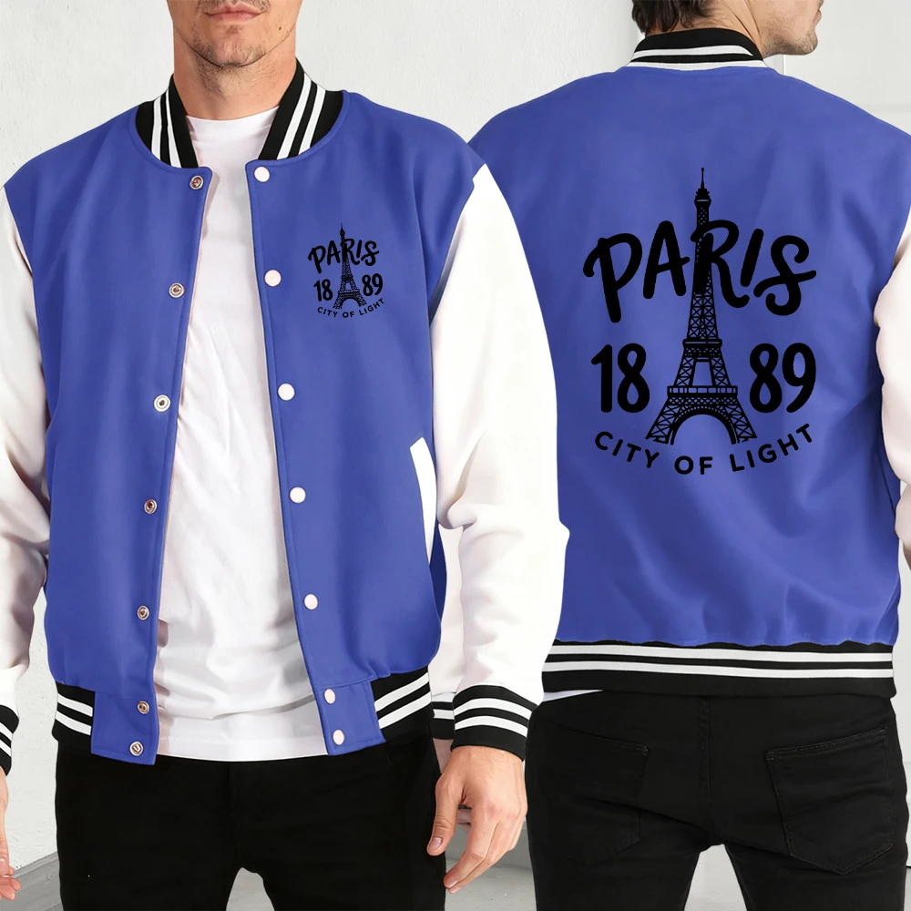 

Париж Город Свет 1889S Мужские куртки с принтом Осеннее повседневное пальто Хип-хоп Удобный бейсбольный трикотаж Базовые универсальные уличные одежды