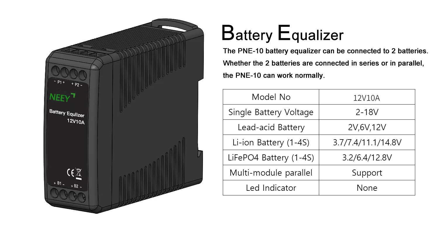 NEEY Lifepo4 Battery Equalizer Series Parallel Connect Rail Voltage Balance LCD Display Lead Acid Battery Li-ion LTO 24V 36V 48V
