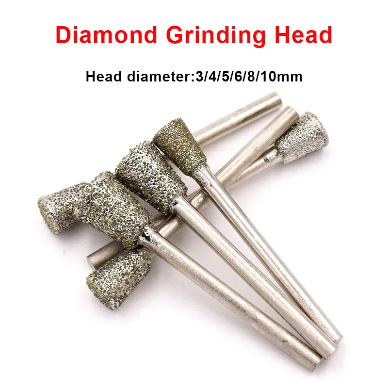 

5Pcs 60 Grit Diamond Grinding Head 3/4/5/6/8/10mm Electroplated K5 Needle For Carving Deburring Jade Stone Abrasive Tool