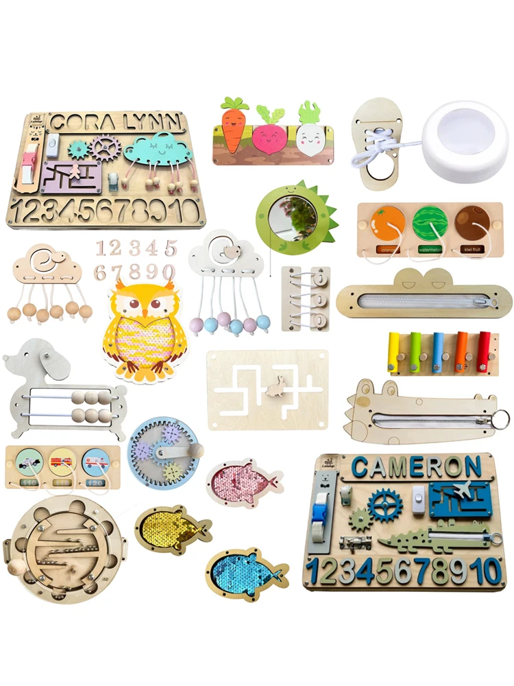 Planche occupée Montessori, accessoires de bricolage, miroir, équipement d'animal, jouet d'apprentissage en nuage, Puzzle, éducation de la maternelle, jeu de cerveau sablier