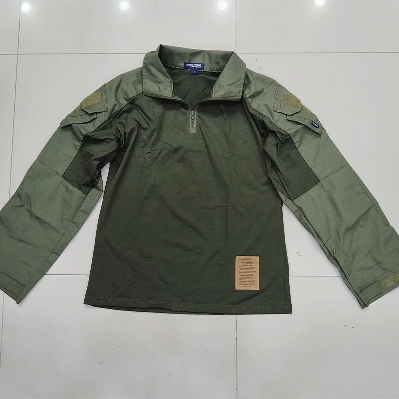 

Тактическая камуфляжная рубашка для охоты на открытом воздухе, мужская, с молнией 1/4, прочная, с элементами пэчворка, боевая, с длинным рукавом