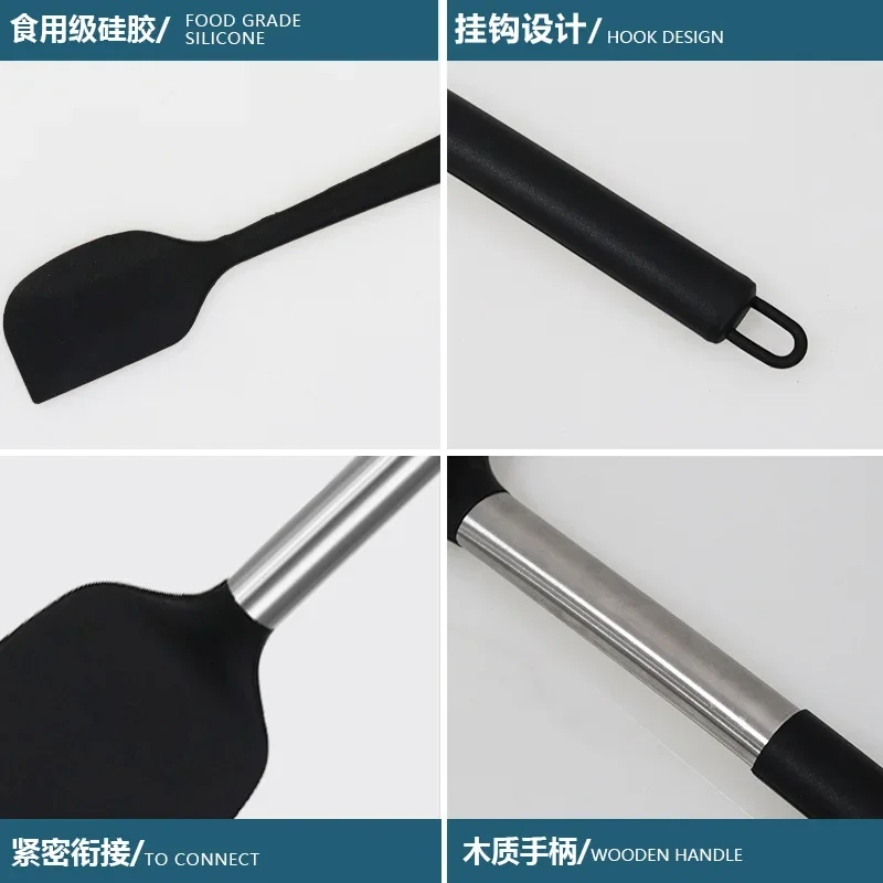 15 Pcs Silicone Spatula Soup Spoon Stainless Steel Spatula High Temperature Resistant Non-stick Surface Silicone Kitchen Set