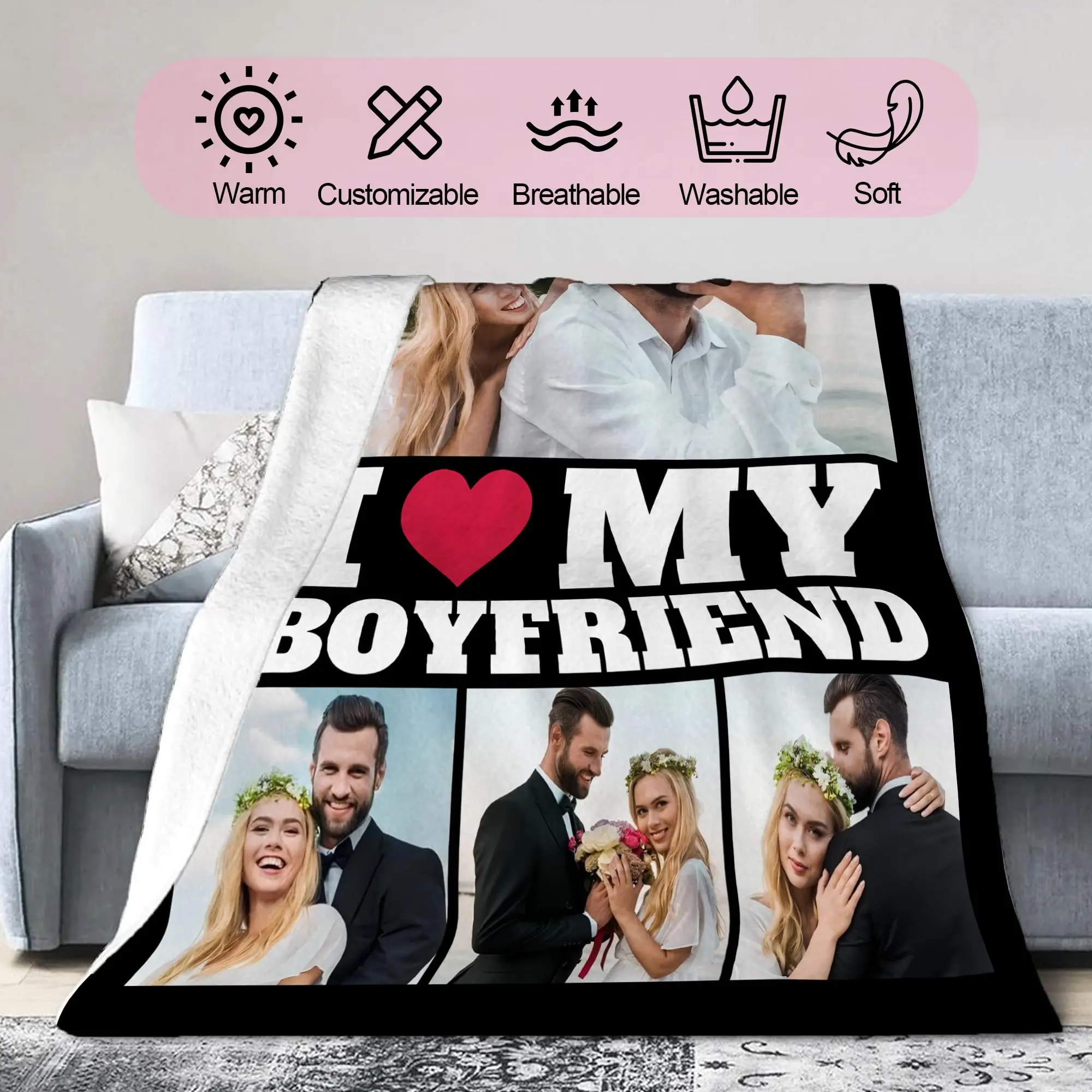 1 قطعة بطانية مخصصة التصميم الخاص بك شعار الأسرة صور طباعة بطانية ناعمة دافئة مخصصة لمحبي أبي أمي لشتاء السنة الجديدة هدية