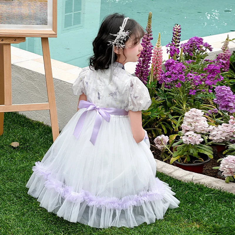 2025 Summer New Girl's Princess Dress Holiday Children's Party Performance Skirt Seaside Short sleeved Baby Dress