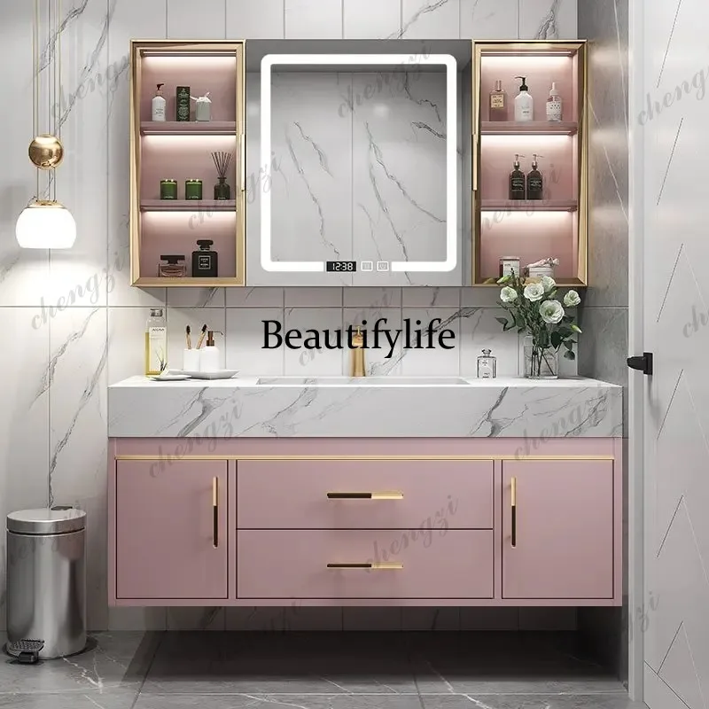 A68 Vanity Light Luxury Slate One Basin Modern Minimalist Hand Wash Combination 80-140Bathroom Storage Cabinet With Mirror Furni