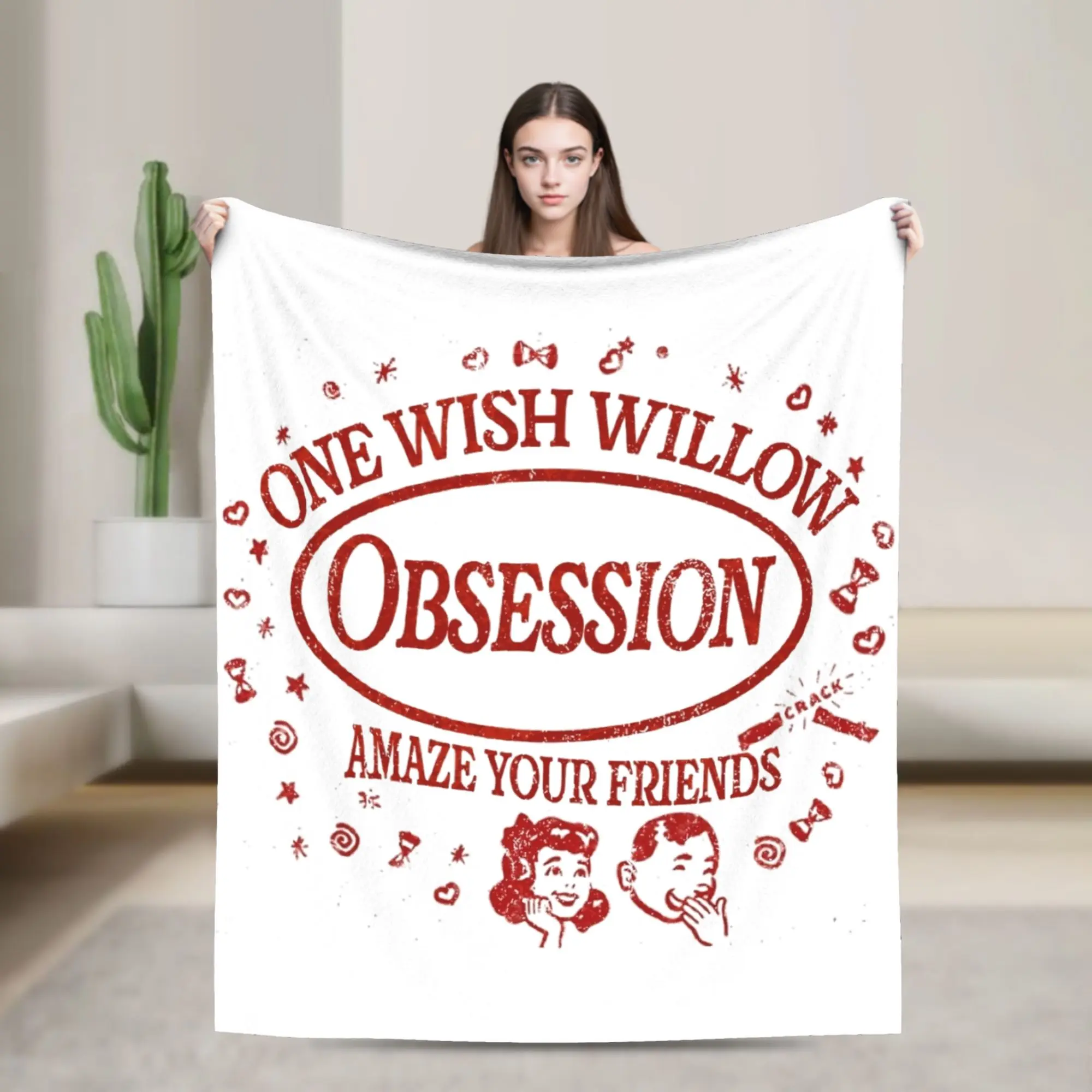 Obsession One Wish Willow Blankets  Flannel Funny Warm Throw Blankets for Bedding Lounge All Season