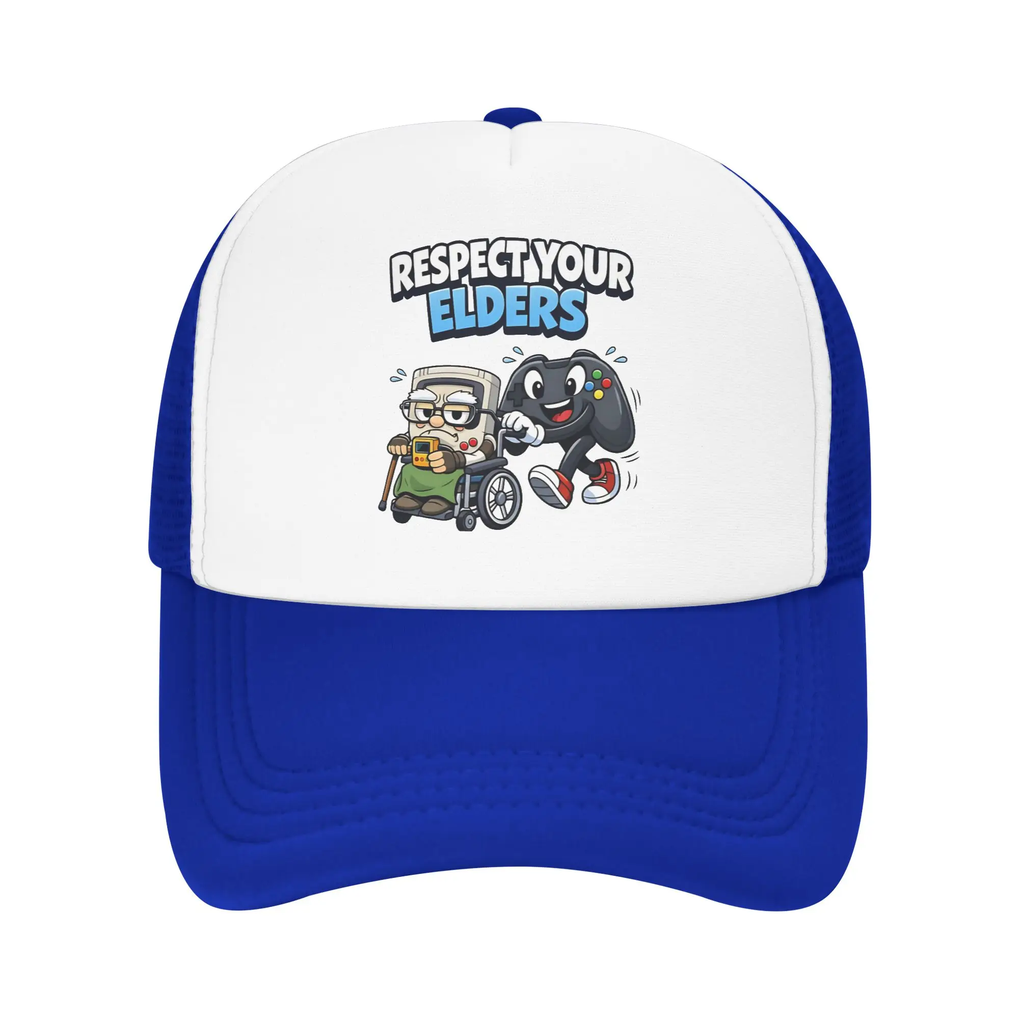 Funny Gaming Respect Your Elders  Trucker Hat Men Women  Hat Trucker Hat Sun Hats Adjustable Polyester Mesh Baseball Cap
