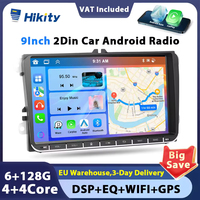 Hikity 4+64G Android 2Din Car Radio Stereo 9 inch GPS Navigation for VW Passat Golf MK5 MK6 Jetta T5 EOS POLO Touran Seat Skoda