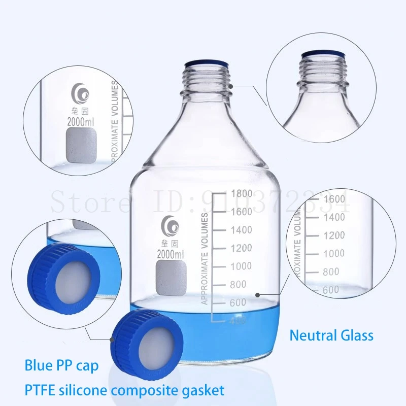 1pc GL45 Screw-cap Top-loading Injection Vial PP Perforated Cover High Borosilicate Glass Laboratory Reagent Bottle