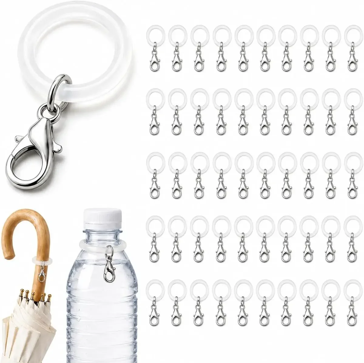 Transparent O-Shaped Silicone Keyring Flexible Rubber O Rings Keychain Connectors DIY Jewelry Bag Charm Making Small Accessory