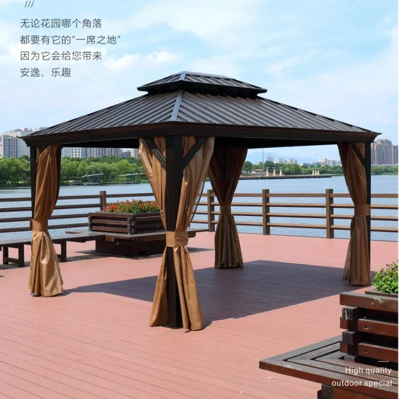 Aluminum alloy pavilion outdoor leisure garden villa courtyard scenic spot big tent European canopy sun room pergola