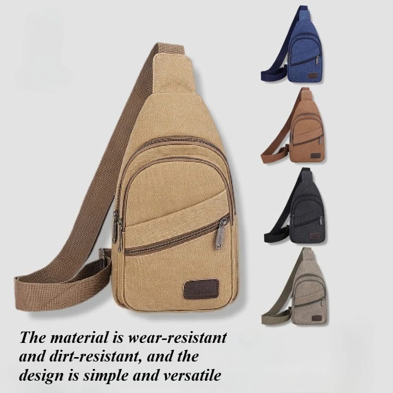 

New casual canvas bag, chest bag, single-shoulder crossbody bag for men, outdoor sports and fashionable men's bag