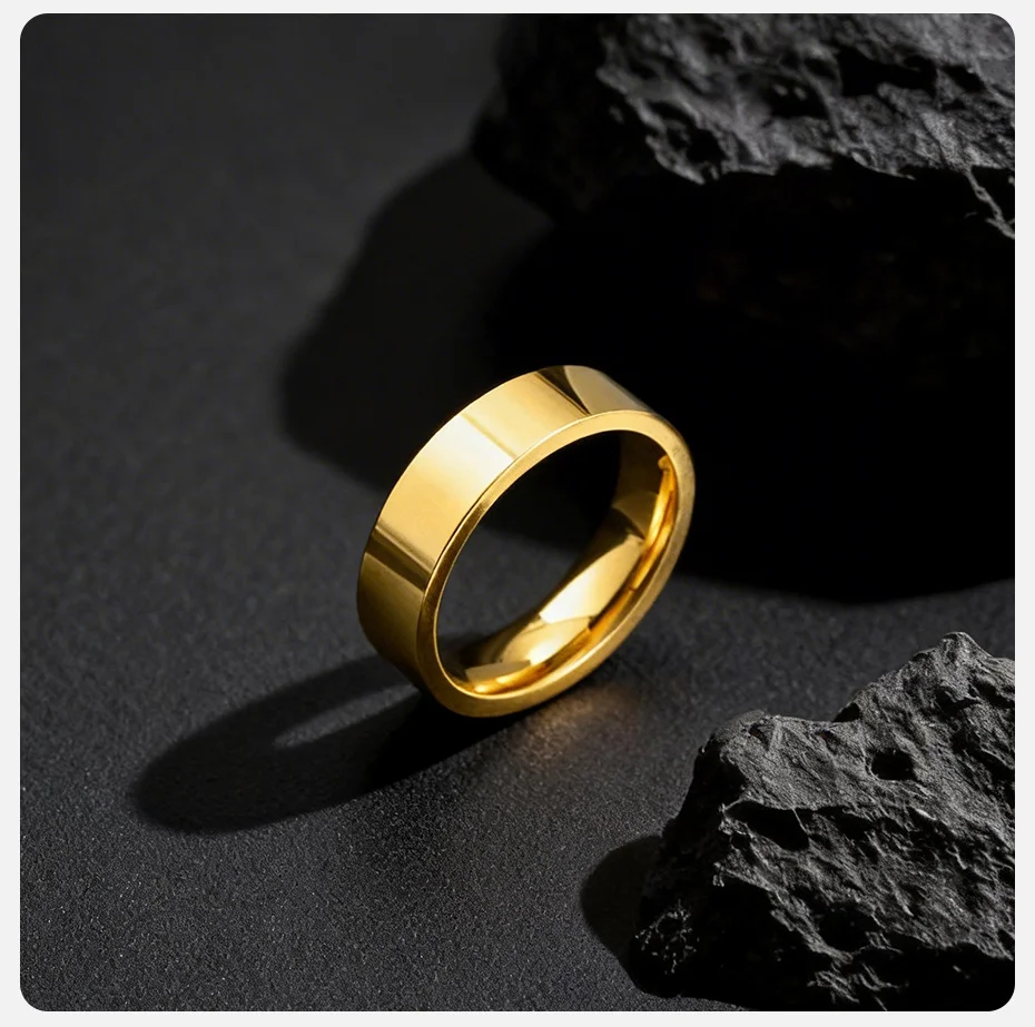 Vnox Hochzeits- und Verlobungsringe für Männer und Frauen, Edelstahlring in Goldfarbe, Schmuckgeschenk zum Jahrestag für Paare, US-Größe 5-12 – Detail 6
