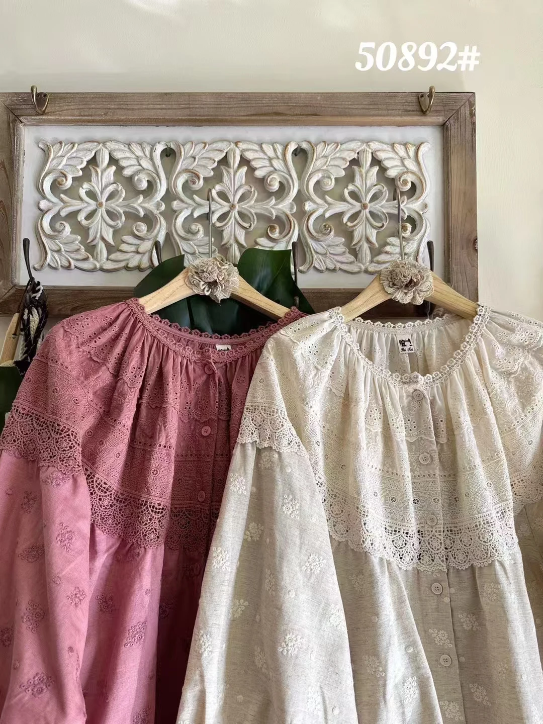 Spring New Sweet Mori Girl Flower Embroidery Hollow Out Cotton Linen Shirts Women O-Neck Long Sleeve Casual Loose Tops