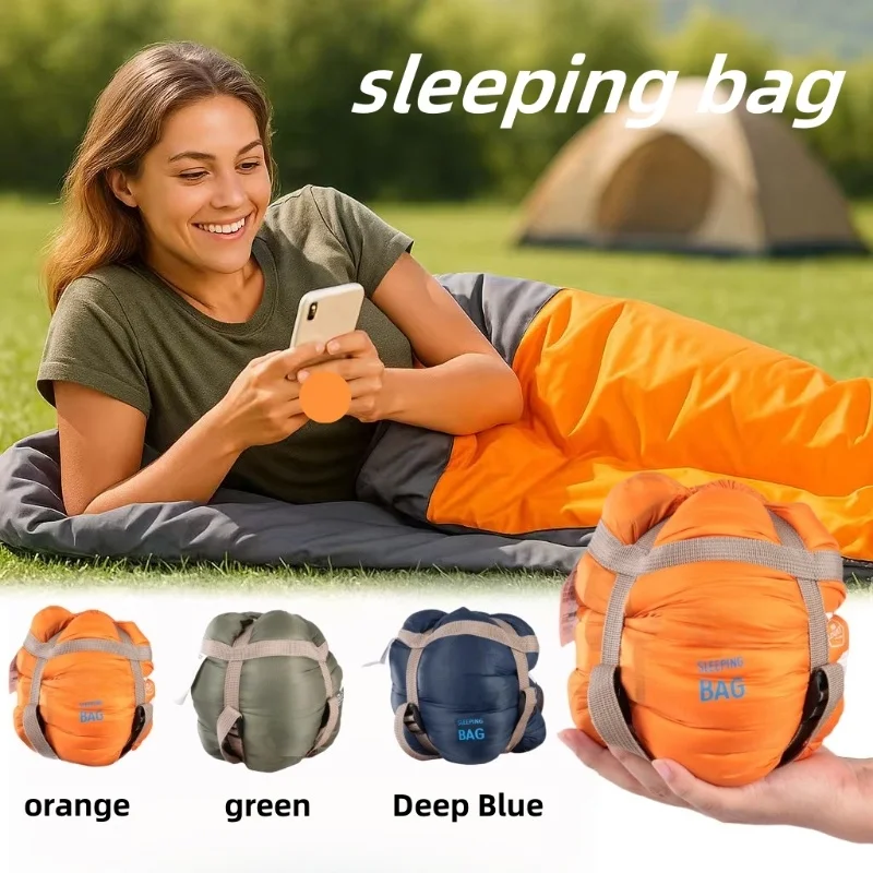 

Спальный мешок для кемпинга, сверхлегкий водонепроницаемый 4-сезонный теплый рюкзак-конверт, спальный мешок для путешествий на открытом воздухе, походный спальный мешок