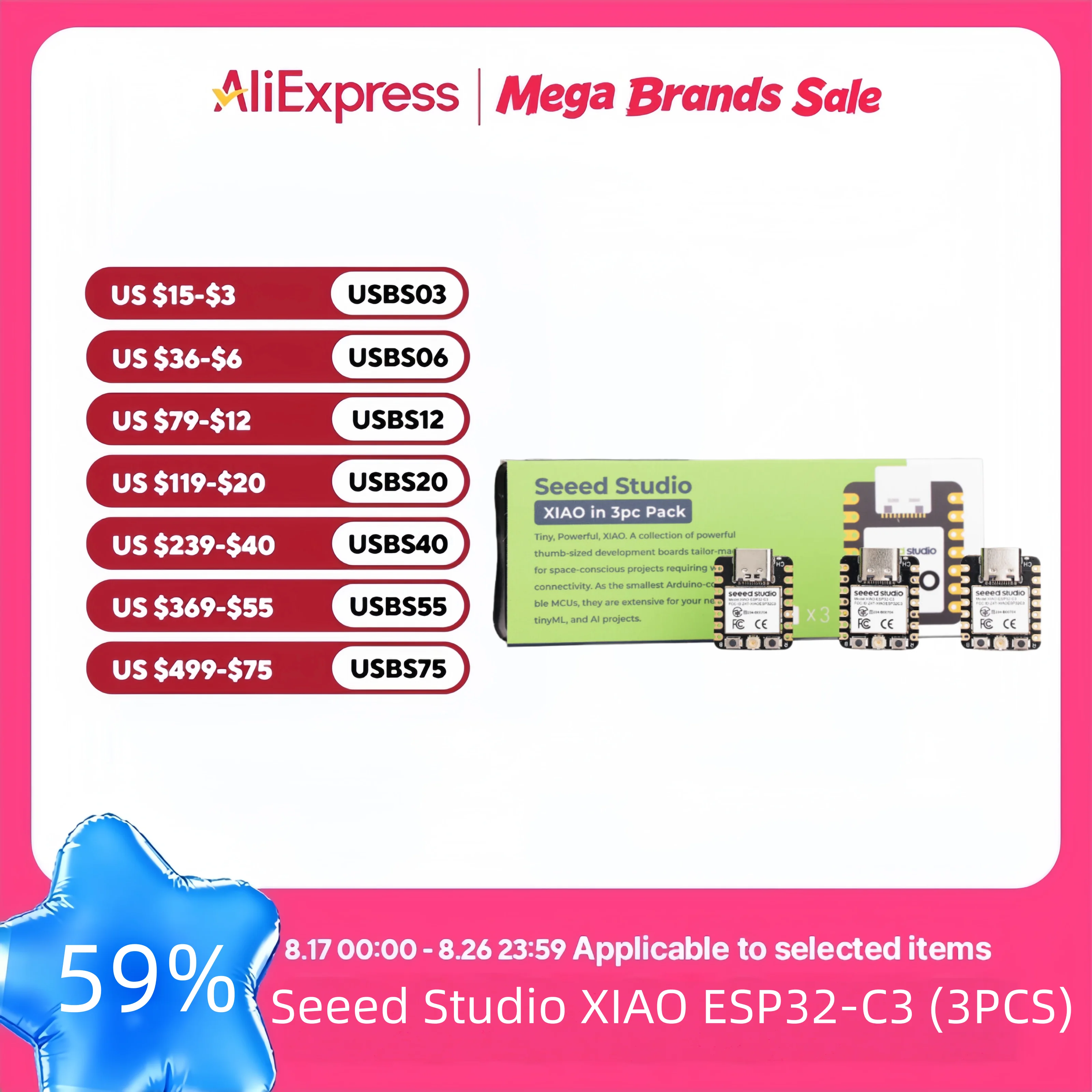 Home Automation Arduino - 3 PCS Pacote XIAO ESP32C3 Mini