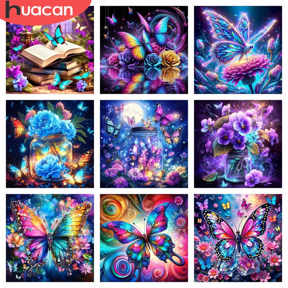 HUACAN Diamond Painting Neuerscheinung Schmetterling Fantasie Tier Vollquadrat Rundbohrer Mosaik Rosenblüte Handgemachte Kunstdekoration