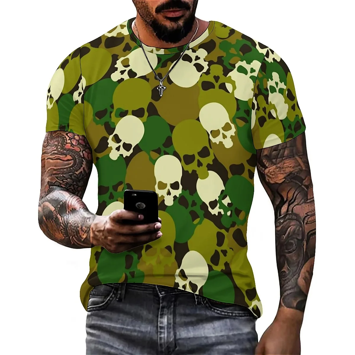 Holiday Costume Party Outfit Men's 3D Printed Short-Sleeve T-Shirt - Relaxed Fit All-Over Print Top