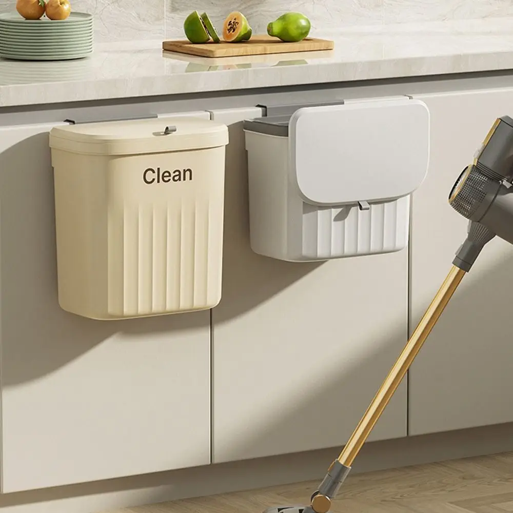 1Pcs Durable Cabinet Compost Trash Can With Lid Under Sink Waste Garbage Bin Hanging 8.5L/12L Kitchen Bin
