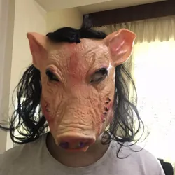 Halloween Scary Saw Pig Head Mask Cosplay Party Horrible Animal Masks Full Face Latex Mask Halloween Party Decoration Latex Prop