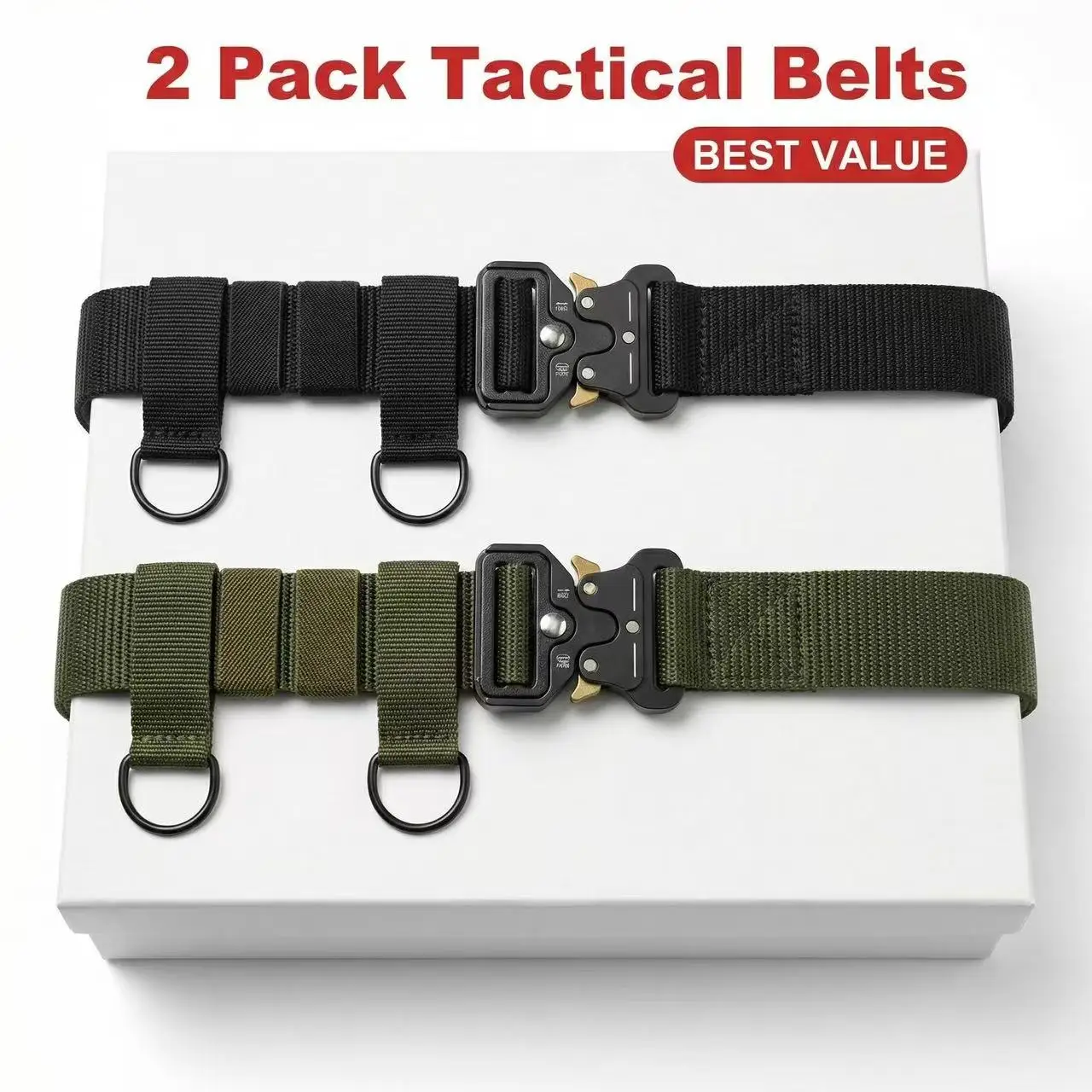 

2PCS Big and Tall Men's Belt - heavy duty work belt for big guys Adjustable up to 1.6m for Work and Casual - Perfect for Constru