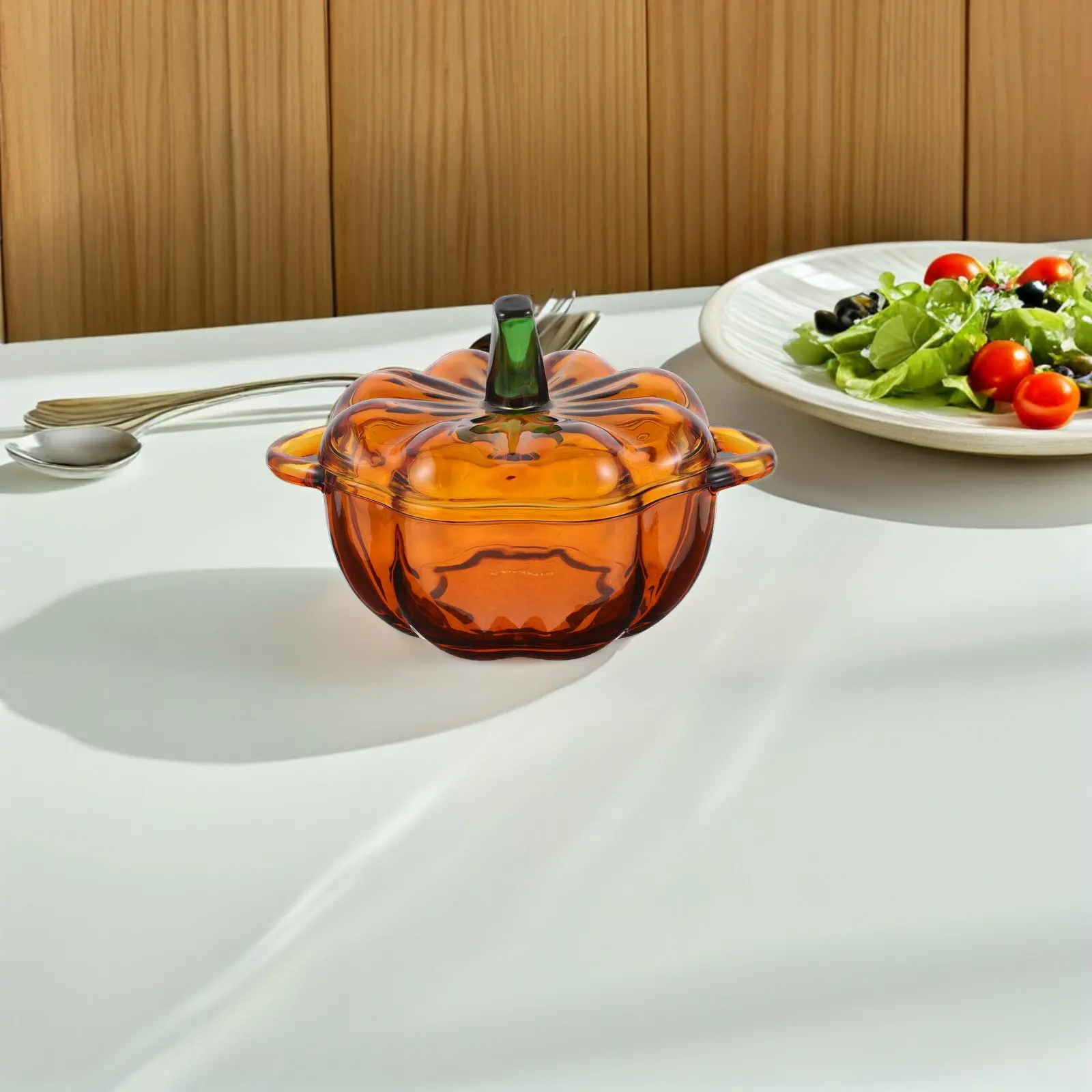 High Transparency Glass Pumpkin Jar with Lid Vibrant Fall Decorative Candy Dish Snack Bowl Sugar Canister Biscuit Barrel Food