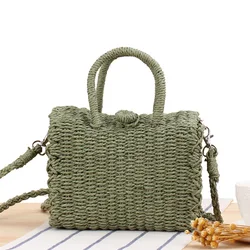 Bohemian Straw Shoulder Bags For Women Beach Handbags Summer Vintage Rattan Basket Female Casual Handmade Woven Crossbody Bags